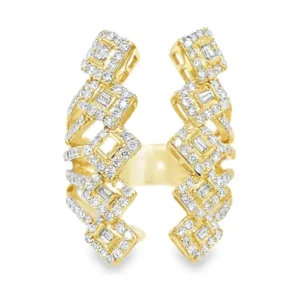 Geometric Diamond Open Ring