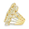 Geometric Diamond Open Ring