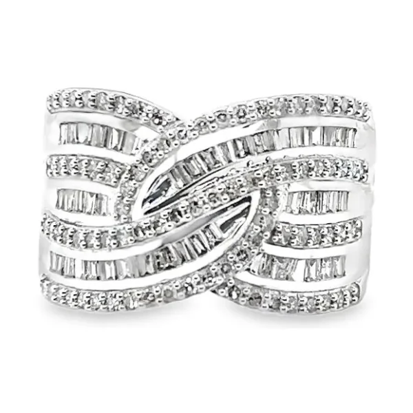Crossover Diamond Band Ring
