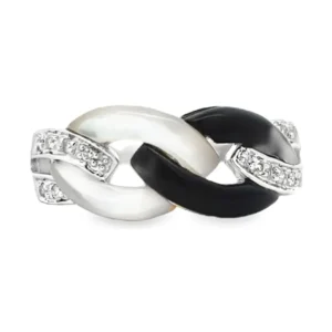 Onyx Diamond Link Ring
