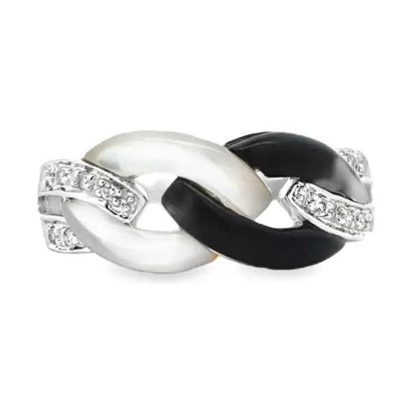 Onyx Diamond Link Ring