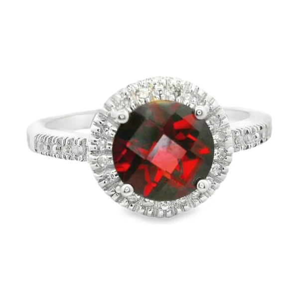 Garnet Halo Ring