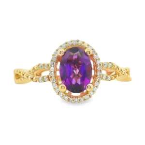 Oval Amethyst Halo Ring