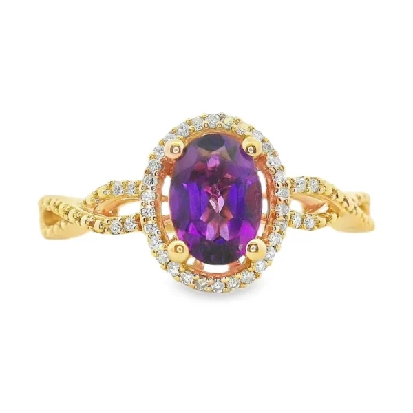 Oval Amethyst Halo Ring