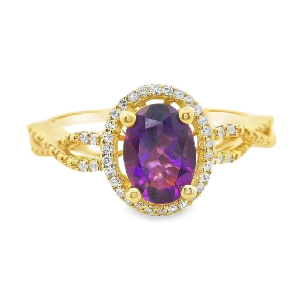Oval Amethyst Halo Ring