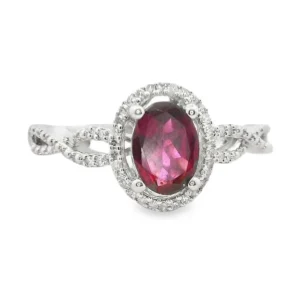 Oval Garnet Halo Ring