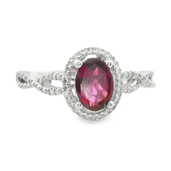 Oval Garnet Halo Ring