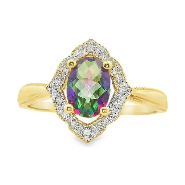 Mystic Topaz Halo Ring