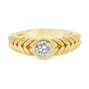 Bezel Diamond Chevron Ring
