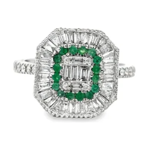Emerald Diamond Halo Ring