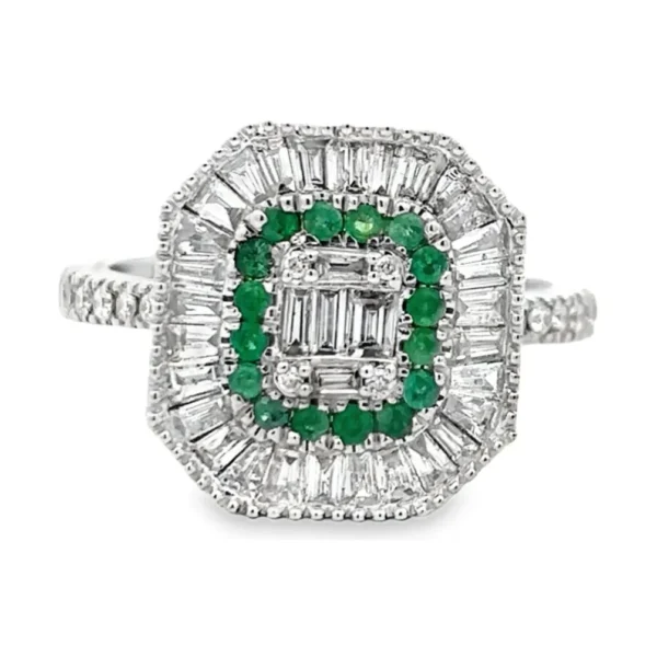 Emerald Diamond Halo Ring