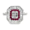 Ruby Diamond Halo Ring