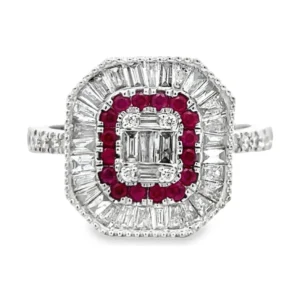 Ruby Diamond Halo Ring