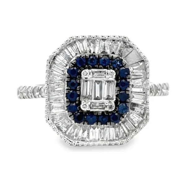 Sapphire Halo Diamond Ring