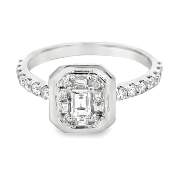 Emerald Cut Halo Ring