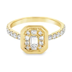 Emerald Cut Halo Ring