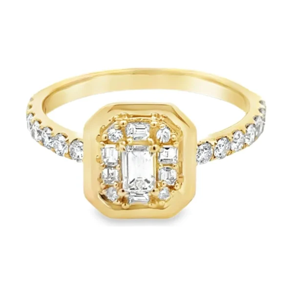 Emerald Cut Halo Ring