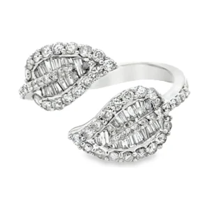 Diamond Leaf Bypass Ring