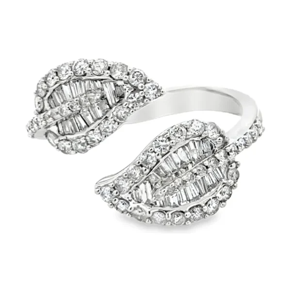 Diamond Leaf Bypass Ring