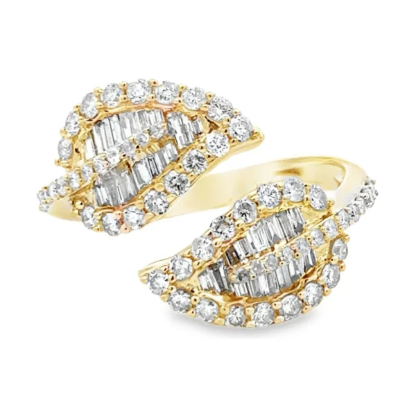 Baguette Leaf Bypass Ring