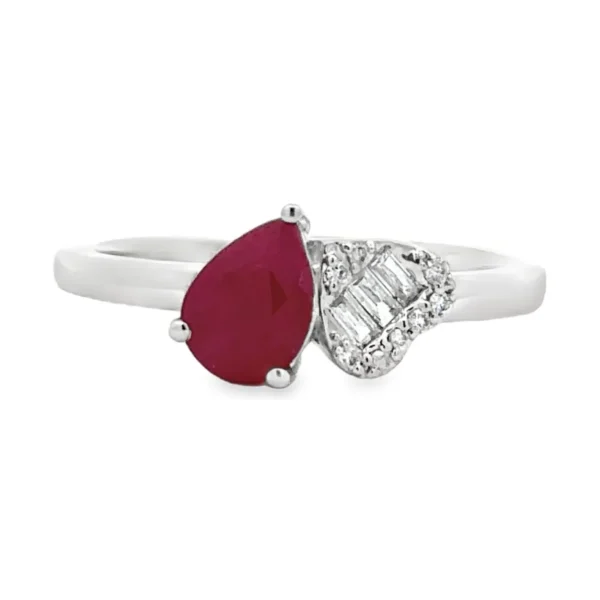 Pear Ruby Diamond Ring