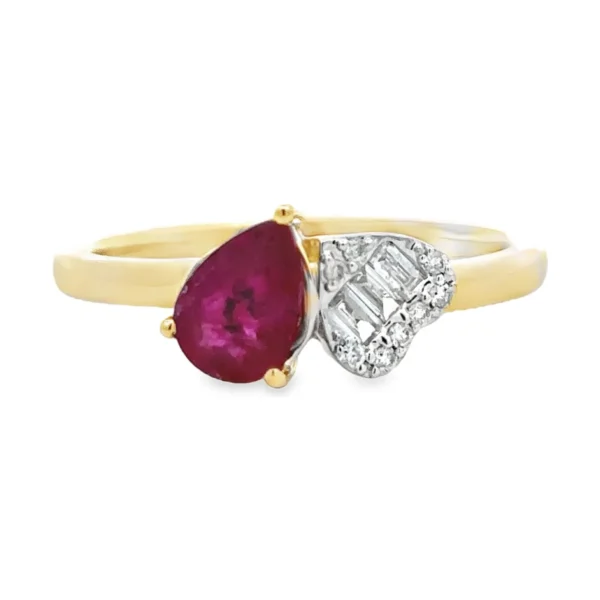 Pear Ruby Diamond Ring