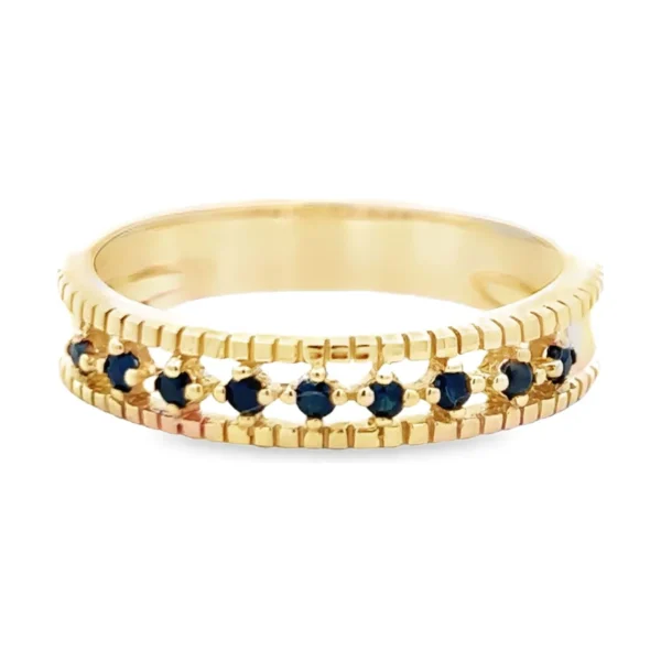 Textured Band Sapphire Ring