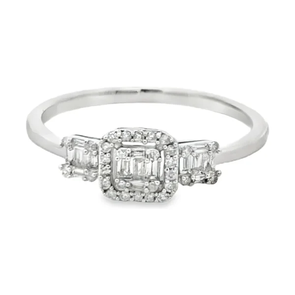 Baguette Halo Diamond Ring