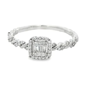Halo Twisted Diamond Ring