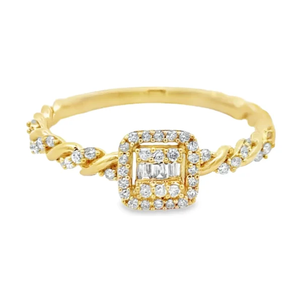 Twisted Diamond Halo Ring