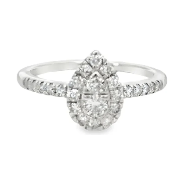 Pear Halo Diamond Ring