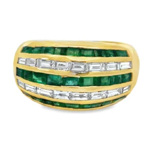 Emerald Diamond Band Ring