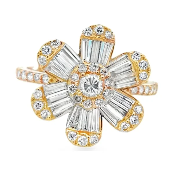 Baguette Flower Diamond Ring