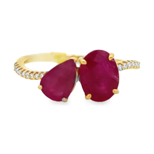 Pear Ruby Bypass Ring