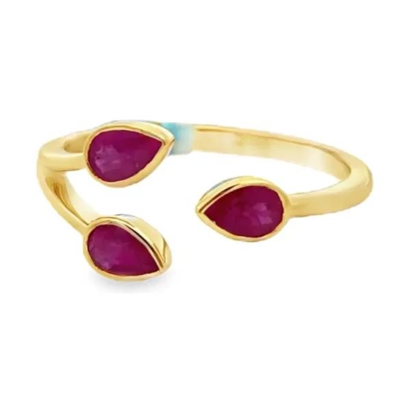 Pear Ruby Open Ring