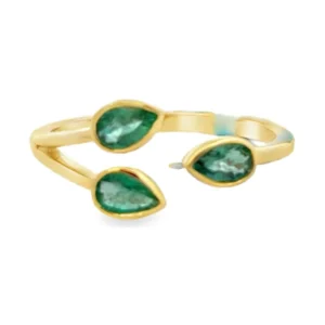 Pear Emerald Open Ring