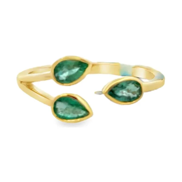 Pear Emerald Open Ring