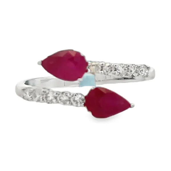 Pear Ruby Bypass Ring