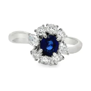 Sapphire Diamond Halo Ring