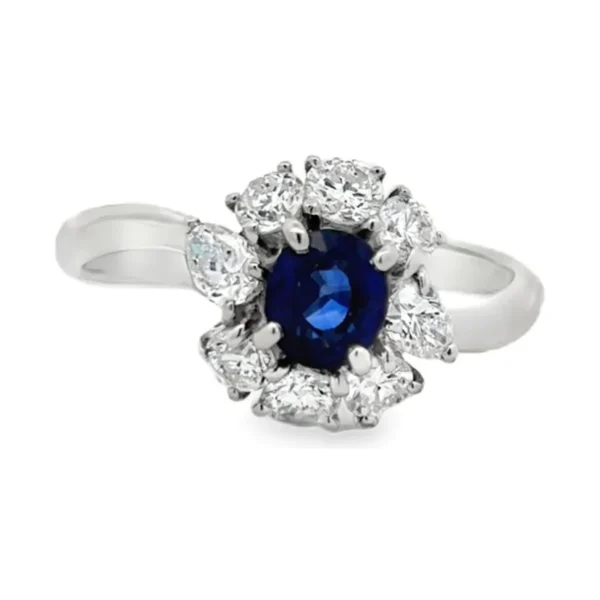 Sapphire Diamond Halo Ring