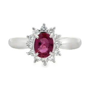 Oval Ruby Halo Ring