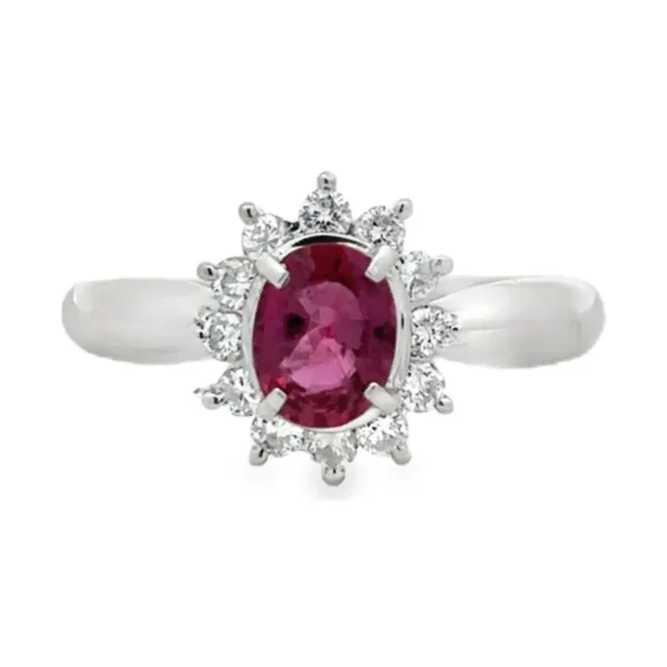 Oval Ruby Halo Ring