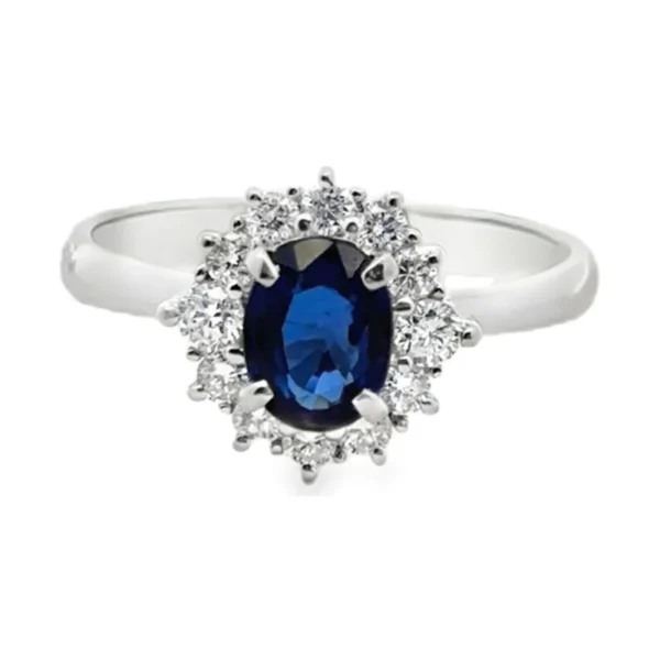 Oval Sapphire Halo Ring
