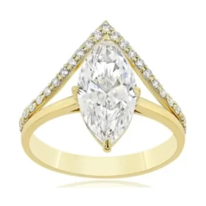 Marquise Chevron Solitaire Ring