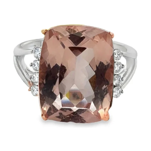Cushion Morganite Diamond Ring