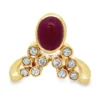 Cabochon Diamond Crown Ring