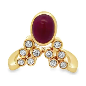 Cabochon Diamond Crown Ring
