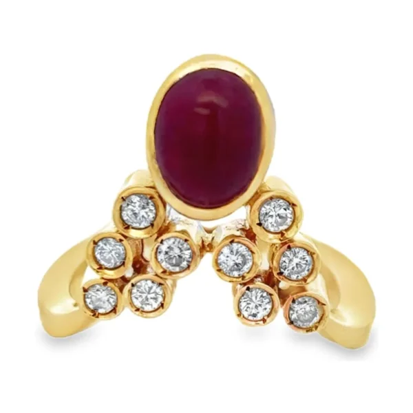 Cabochon Diamond Crown Ring