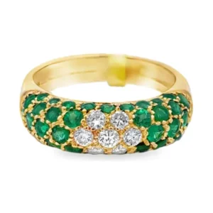 Pave Diamond Emerald Ring