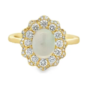 Opal Diamond Halo Ring